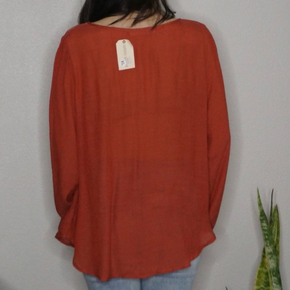 Maurices Burnt Orange Plus Size Long Sleeve Top - Picture 3 of 12